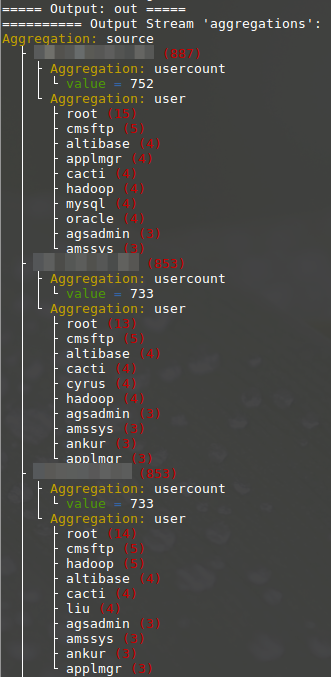 EQUEL Result of query for failed SSH logins with an aggregation
